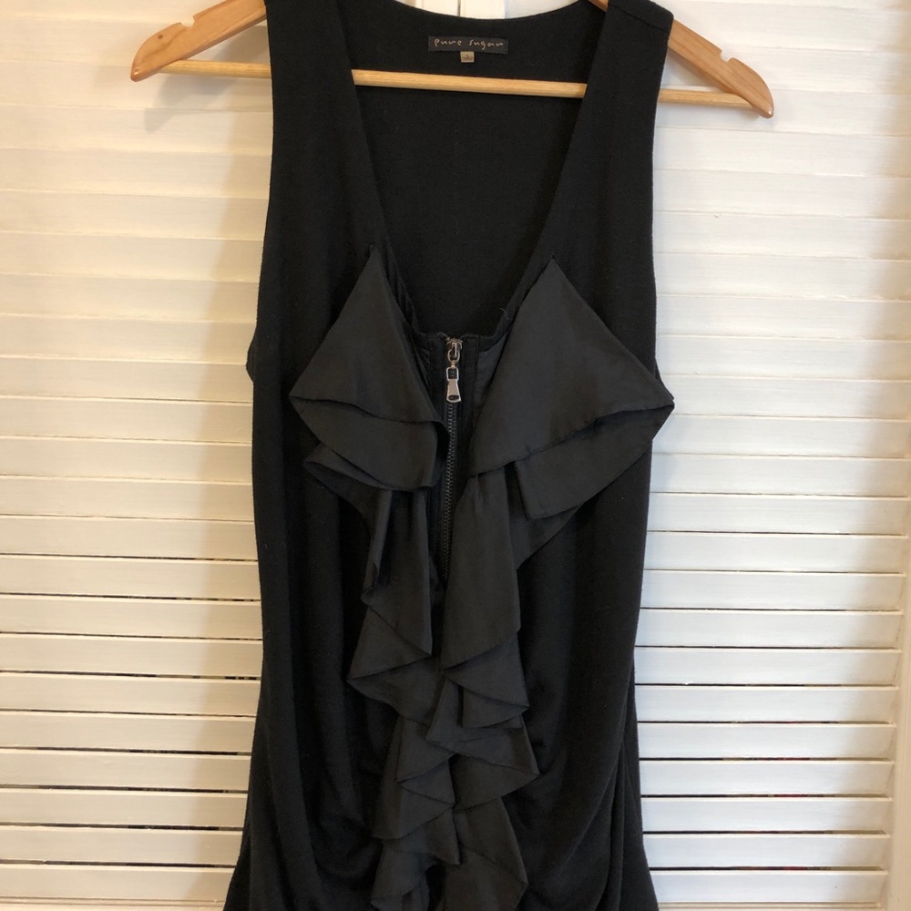 Black tank blouse with full zipper